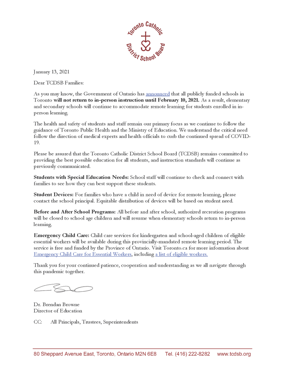 TCDSB's tweet photo. Please see #TCDSB update regarding extended remote learning to February 10th:

↪️ https://t.co/mtCDWafGHm https://t.co/QxUmMpTxKm