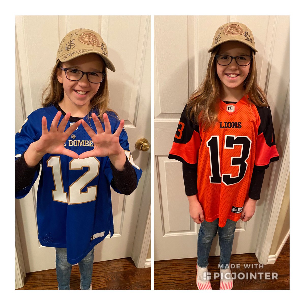 ironfitpt's tweet photo. Jersey day at school, which causes @CFL issues every year!
She clearly has the @EdmFootballTeam as her favorite team, but is good buddies with @AdariusBowman (@Wpg_BlueBombers ) & #MikeReilly (@BCLions) .
So, she tries to make everyone happy with all 3 teams. https://t.co/eUfkXMPzRD
