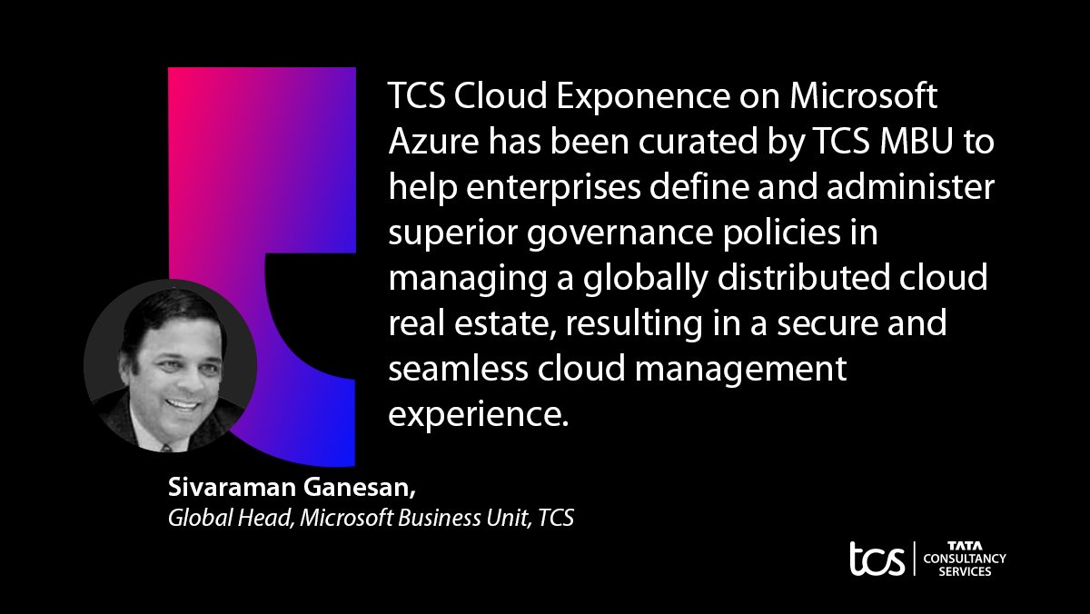 TCSDigitalTech's tweet photo. Our flagship cloud management and orchestration platform, TCS Cloud Exponence is now available on #MicrosoftAzure for greater enterprise agility. Learn more: https://t.co/pUn6ygslhH #machinefirst #cloudtransformation @mspartner https://t.co/7iQaB8TxMy