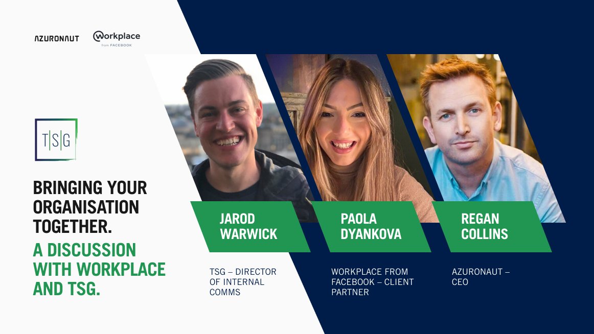 Leading our discussion on bringing organisations together will be Jarod Warwick from TSG, Paola Dyankova from @workplacefromFB and Regan Collins from <a href="/azuronaut/">Azuronaut</a>.

Sign up now to make building global culture and connectivity a priority in 2021.

26/01 10am
attendee.gotowebinar.com/register/36523…
