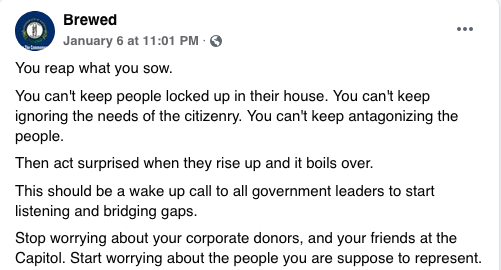 Additionally, Cooperrider posted a meme making fun of the domestic terror attack on the U.S. Capitol and said “you reap what you sow.” (5/11)