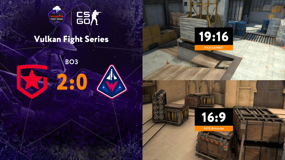 GambitEsports's tweet photo. Victory! Thank you @Winstrike_Team for such an interesting confrontation.💪

#GambitCSGO #VulkanFightSeries https://t.co/jB17ehx49g