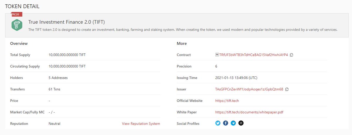 FinanceTift's tweet photo. Almost 90% of job is done. System already working on second version. Tokens in your wallets updated.
All farming, staking and deposits system working with new TIFT 2.0 with buit-in anti-fraund system.
New original token contract - TRfUF3bWTB3hTdHCeBAG15Vaf2HwhiAYP4. 
#tift #trx https://t.co/pvBvoioACt