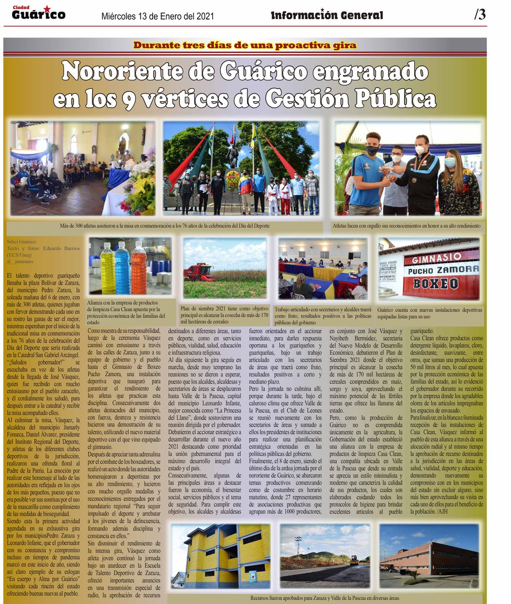 #InfoGeneral📰 Nororiente de Guárico engranado en los 9 vértices de Gestión Pública ⚙️

#EnUnidadPatriótica
#EnCuerpoYAlmaPorGuárico