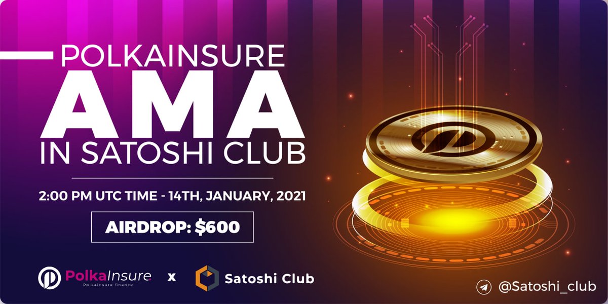 PolkaInsure's tweet photo. Join our AMA tomorrow in https://t.co/9a0O4AVna6, to learn more about us. $PIS #polkainsure #AMA https://t.co/wJq70mJNF6
