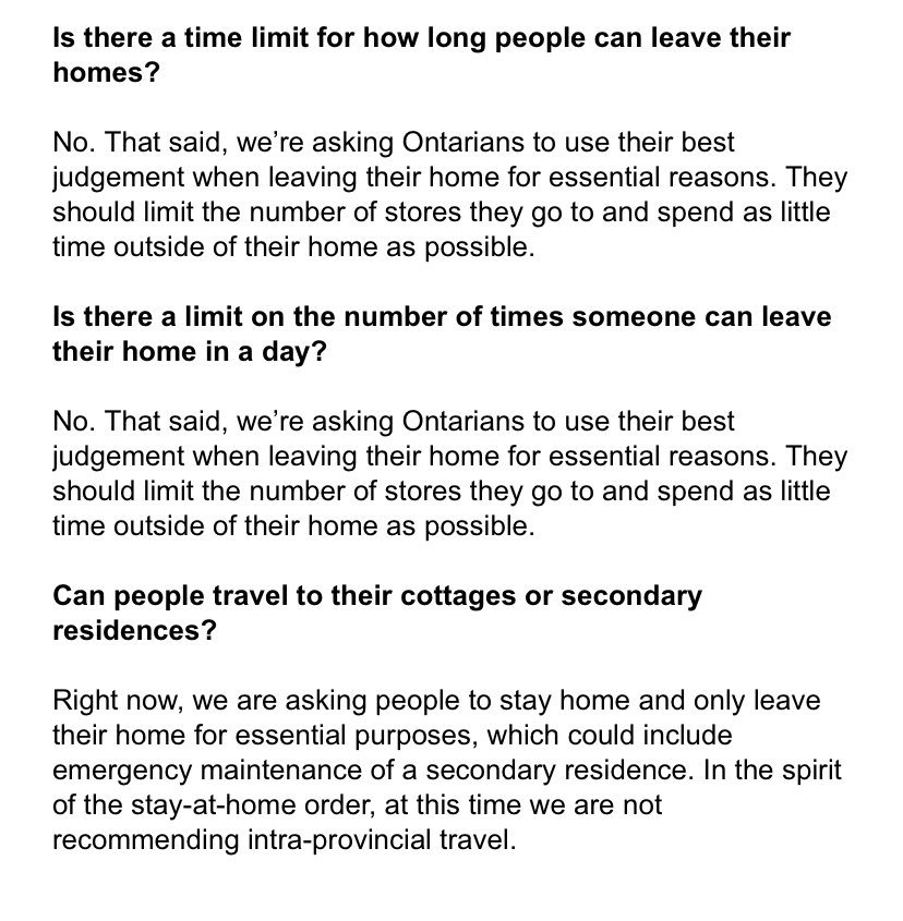 NEW: The Premier’s Office has sent out an FAQ about yesterday’s stay-at-home announcement in Ontario. Answers below 👇🏼#onpoli