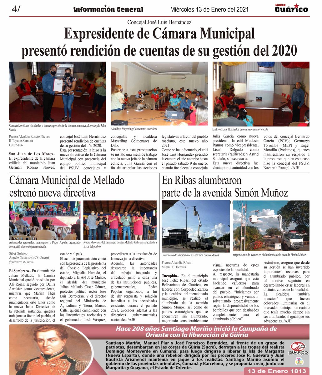 #InfoGeneral📰 Expresidente de Cámara Municipal presentó rendición de cuentas de su gestión del 2020 📋

#EnUnidadPatriótica
#EnCuerpoYAlmaPorGuárico