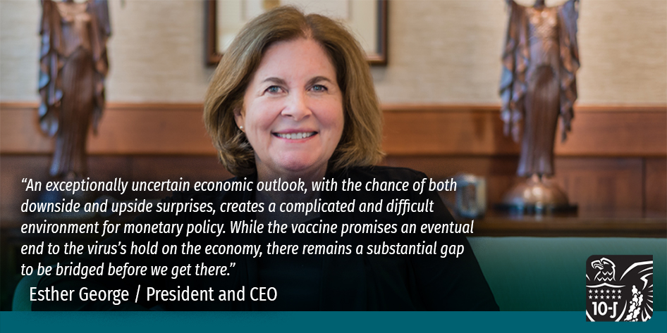 ICYMI: #KCFed President #EstherGeorge spoke before the <a href="/CentralEx/">Central Exchange</a> yesterday on, “In the Wake of an Unprecedented Year.” Read her remarks at bit.ly/2XvTS6W #EconTwitter #Economy