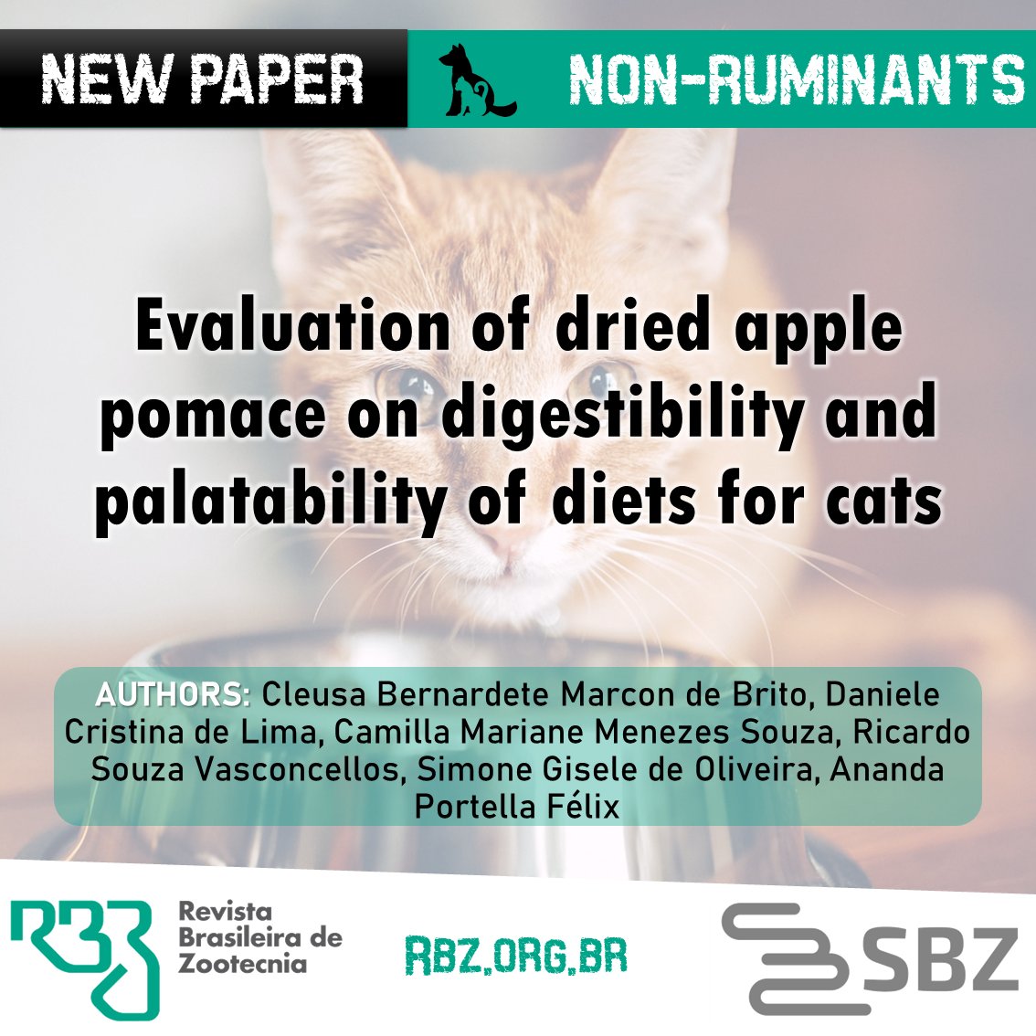 rbz_bjas's tweet image. Evaluation of dried #apple pomace on #digestibility and #palatability of #diets for #cats

rbz.org.br/pt-br/article/…

dx.doi.org/10.37496/rbz49…

#RBZ #NonRuminants