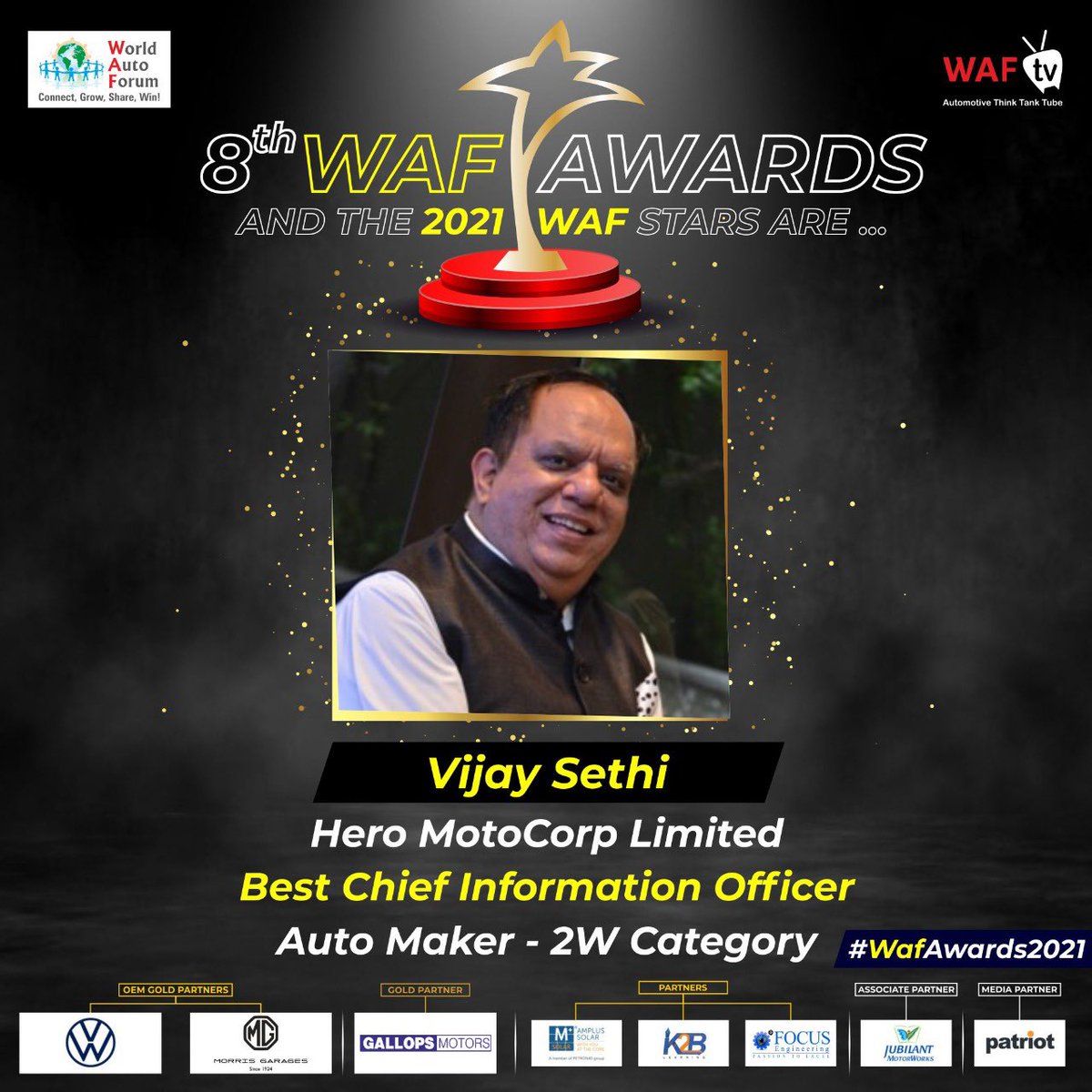 Vijay Sethi (@vijaysethi11) on Twitter photo Honoured and Humbled to receive the Best CIO - 2 wheelers Award by <a href="/WorldAutoForum/">World Auto Forum</a> #WAF #CIO Honoured and Humbled to receive the Best CIO - 2 wheelers Award by <a href="/WorldAutoForum/">World Auto Forum</a> #WAF #CIO