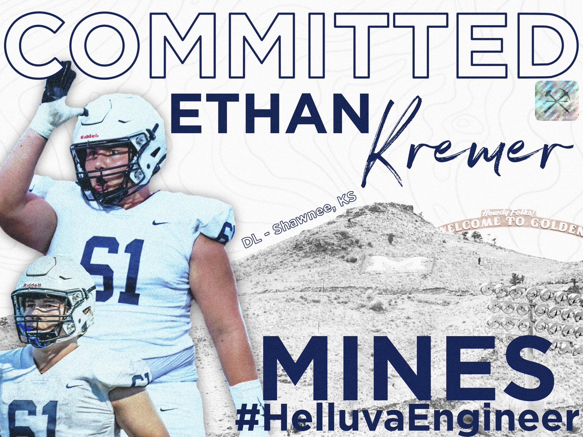 COMMITTED!! <a href="/MinesFootball/">Mines Football</a> <a href="/greggbrandon1/">Gregg Brandon</a> <a href="/coachTthomas6/">Tripp Thomas</a> #HelluvaEngineer ⚒