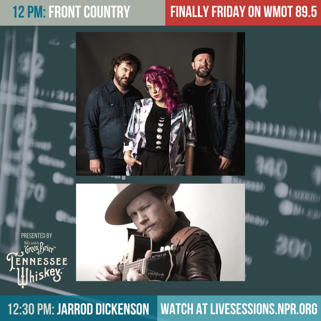WMOT_RootsRadio's tweet image. It's only Wednesday but we could sure use a Friday! Join us for Finally Friday From Home at Noon for home sets from @FrontCountrySF and @jarroddickenson on 89.5 or streaming and video at WMOT.org. Finally Friday is presented by @NGBDistillery