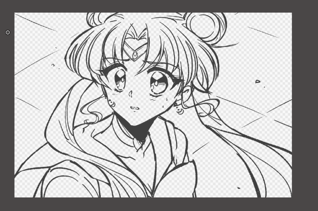ラフ兼下描き→清書→線画完成→完成 