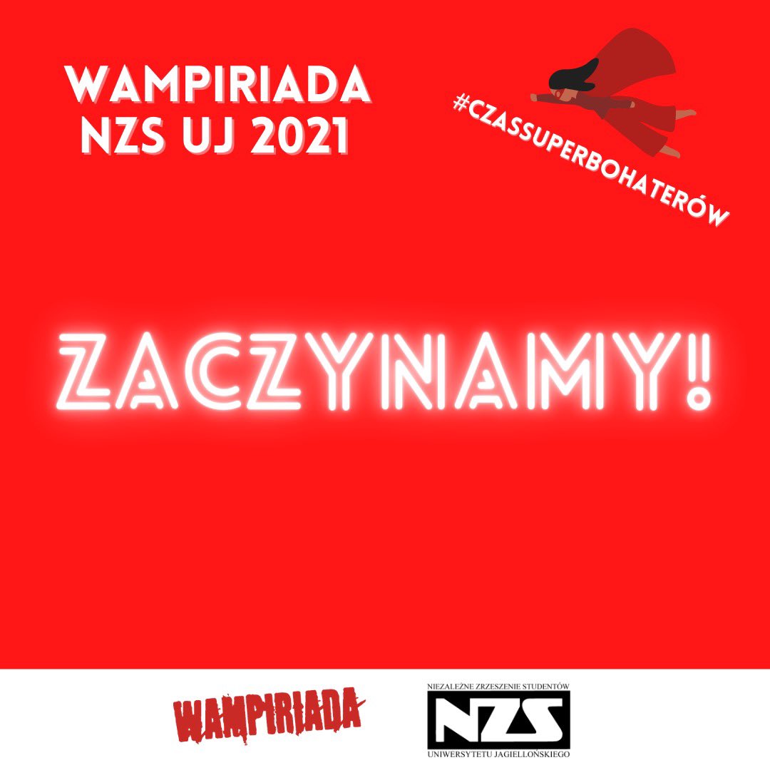NZS_UJ's tweet photo. Cześć SUPERbohaterowie! Zaczynamy akcję Wampiriada!

W tym roku, mimo trudnej sytuacji, działamy i zachęcamy do oddawania krwi w ramach naszego wydarzenia online!
Możesz bezpiecznie oddać krew i wspomóc naszą akcję. https://t.co/zIdd2SrDoW