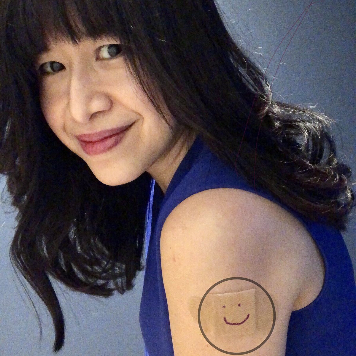 I did it for all of us—COVID vaccine #2. Who would have thought we would be taking a selfie with a bandage! Please get yours when eligible ♥️ #CovidVaccine #CovidVaccines #PfizerBioNTech