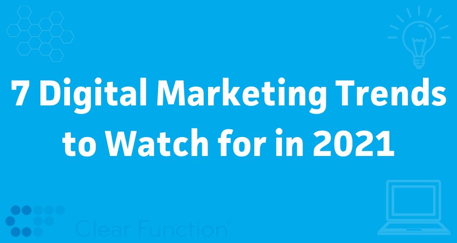 clearfunction's tweet image. The digital marketing landscape has changed in the last year. Here are the 7 trends you need to follow to successfully market your business in 2021. #clearfunction #digitalentrepreneur
clearfunction.com/digital-market…