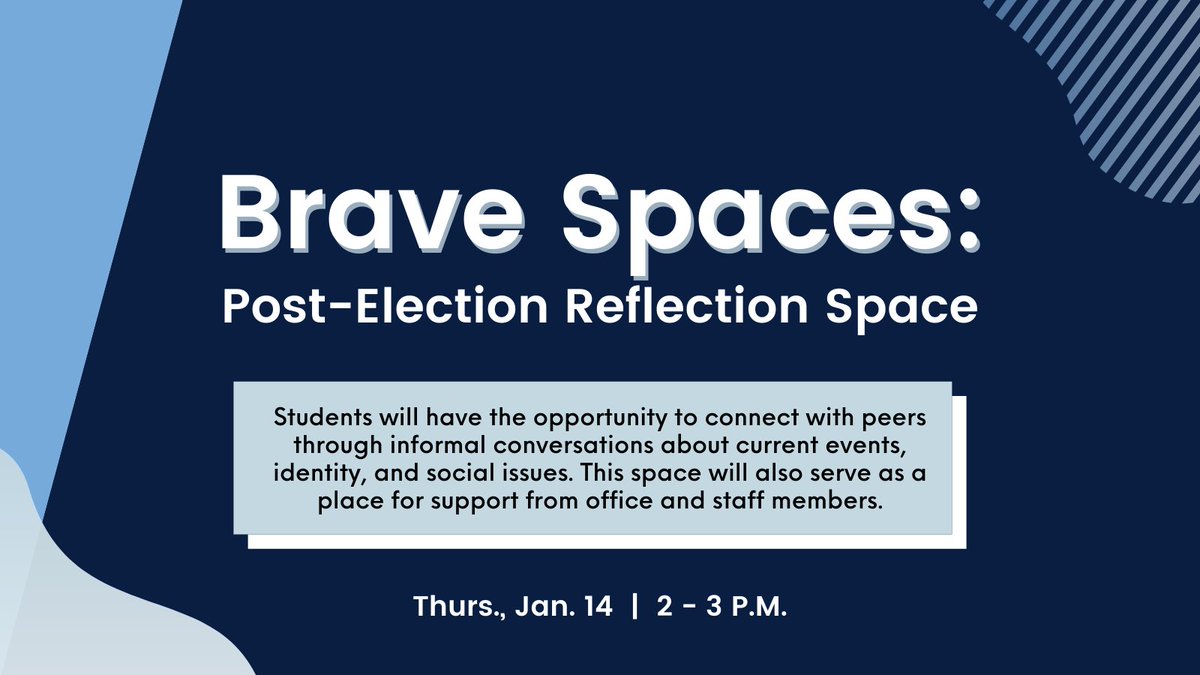 ColumbiaGS's tweet photo. THURSDAY: Join #GSStudentLife for Brave Spaces, a reflection space following the violence last week at the Capitol, notably the racist disparities in the responses to this attack and the peaceful #BlackLivesMatter protests last year. Register: https://t.co/NzJ1VUZpx2 https://t.co/4YSWvGLeid