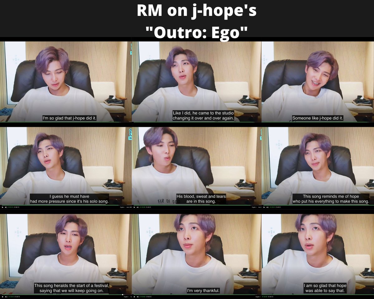 BTS’s members repeatedly cite j-hope’s songwriting contributions to BTS's musical success. RM has stated in several post-album release VLives how j-hope has been integral in the creation of many of their most memorable songs (ex. Mic Drop, Dionysus, Outro: Ego) 6/7 #jhope  #제이홉