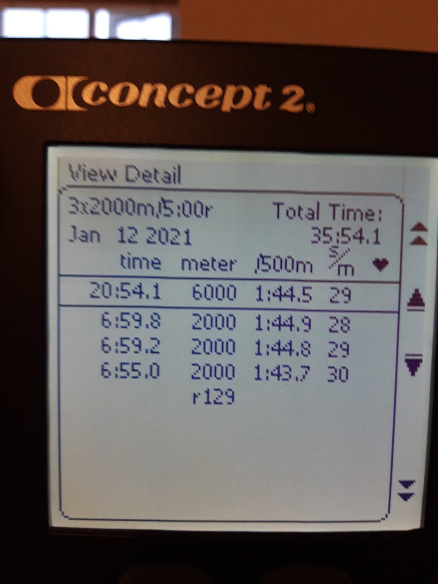2k reps for the first time in a long time. Still pushing for the target of a sub 17:30 for 5k.
