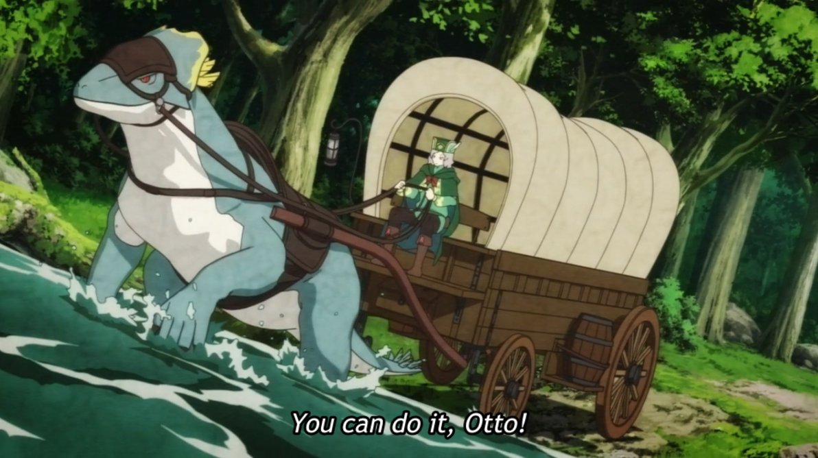 (The cat scene visually references him crushing on a cat, since he couldn't communicate with people—from a Q&A)Otto finding confidence in himself, not only moving forward despite his Divine Blessing's drawbacks but also making use of it in the scenes to come, is very uplifting!