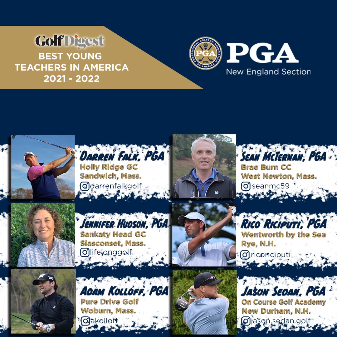 NEPGA's tweet photo. Congratulations to the 6️⃣ New England PGA Professionals who earned a spot on Golf Digest's "Best Young Teachers in America" list for 2021-2022! https://t.co/962B608vzC
