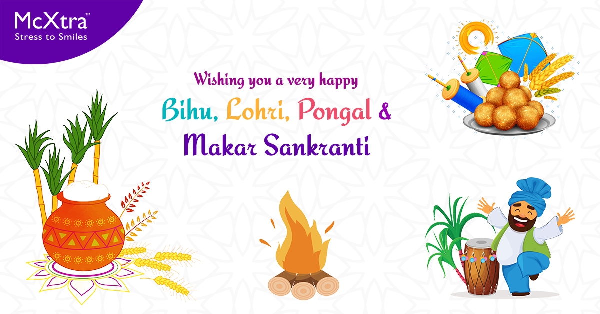 mcxtracorp's tweet photo. #McXtra wishes you and your family a very happy #Bihu #Lohri #Pongal &amp; #MakarSankranti. 
May this year fill your life with happiness and prosperity. https://t.co/G8v98XzPfh
