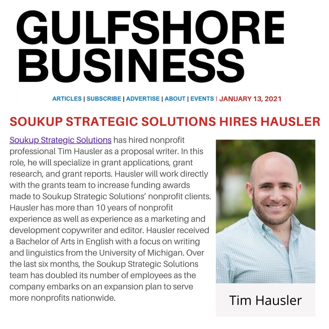 SoukupStrategic's tweet photo. We are proud to welcome Tim Hausler as a proposal writer. Welcome to the team Tim!
#SoukupStrategicSolutions #Impactability #NewHire #GrantWriting https://t.co/SiXfuMmhKe