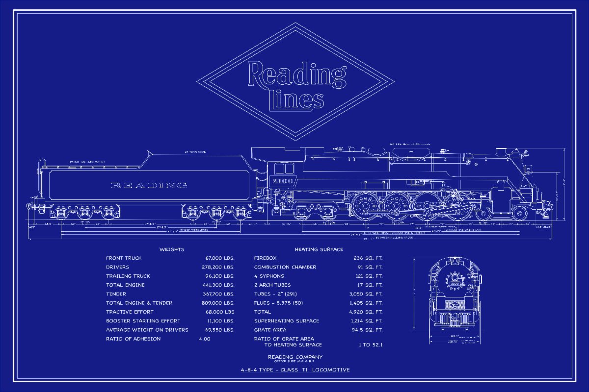 Here's a way to spruce up your train room in the new year. Taken from Reading Company drawings is our new blueprint poster of 2100, it's now on sale in our giftshop. fireup2100.org/product/poster/