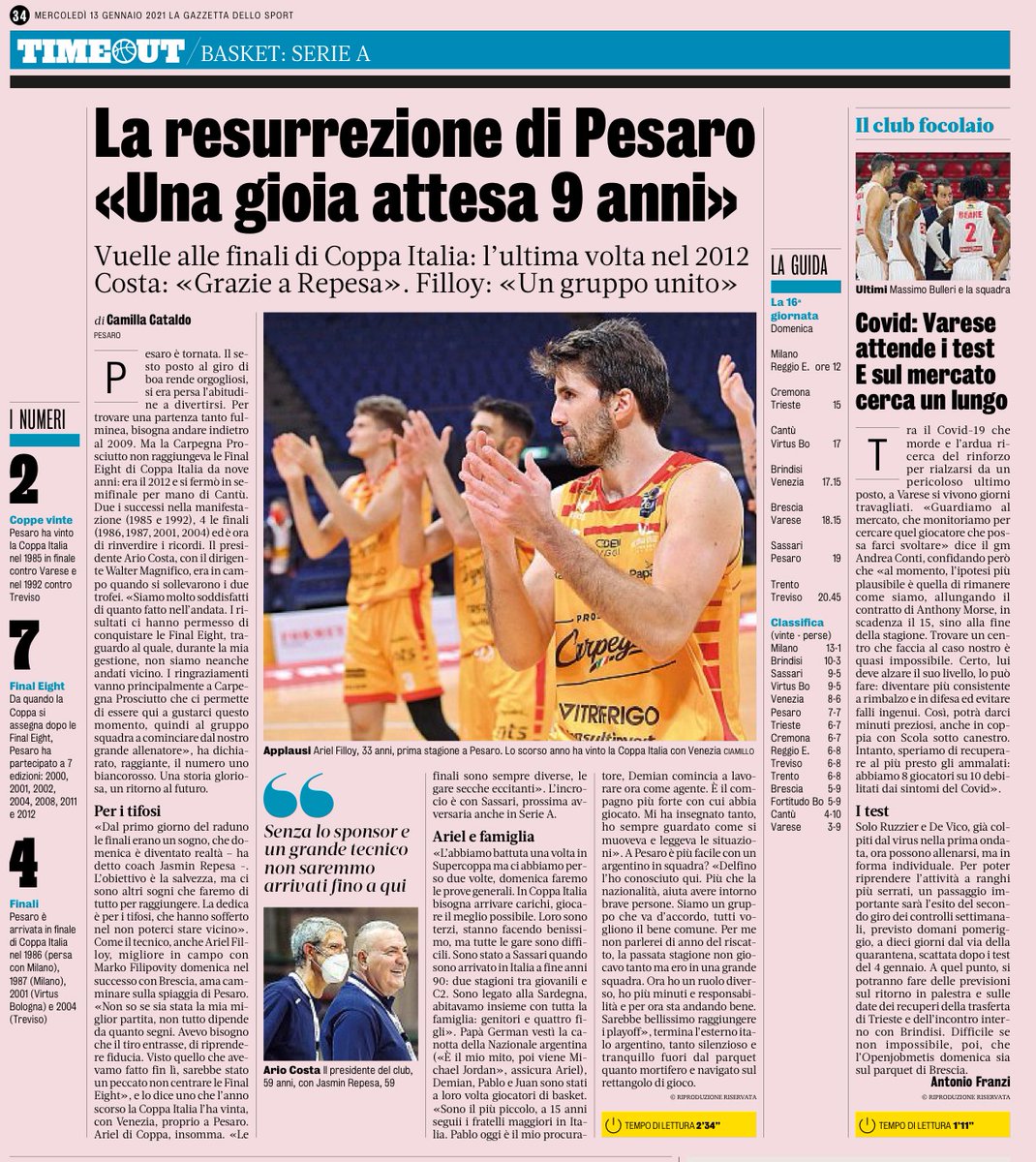 Tanto spazio anche oggi su <a href="/Gazzetta_it/">La Gazzetta dello Sport</a> nel pezzo di Camilla Cataldo sulla qualificazione alla #LBAF8 2021! 🔥📰🏀⚪🔴