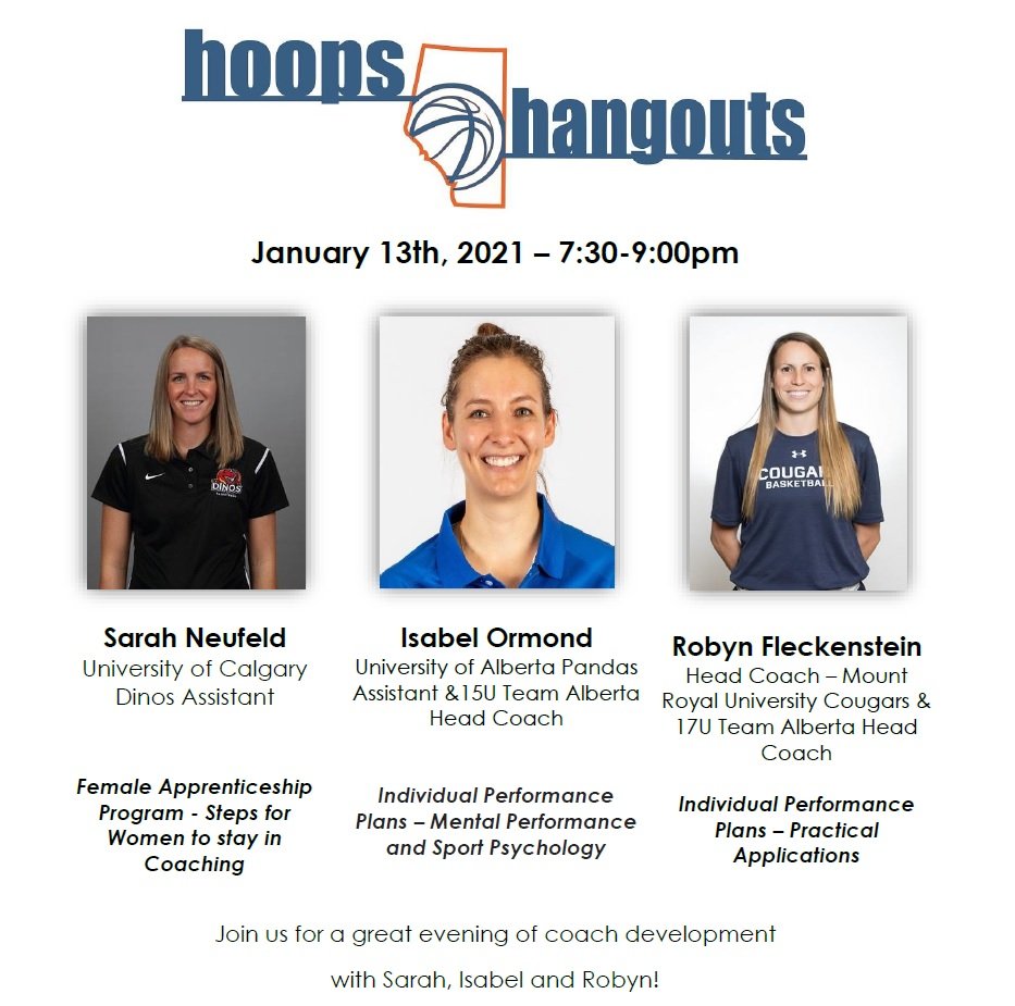 Coach Robyn Fleckenstein is currently the Head Coach of the <a href="/MRUCougars/">Mount Royal Cougars</a> &amp; 17U Girls Team Alberta Head Coach!

At tonight's Hoops Hangouts, Coach Robyn presents on Individual Performance Plans - Practical Applications.

⏰ 7:30pm MST start time 

Register
gameplanbasketball.ca