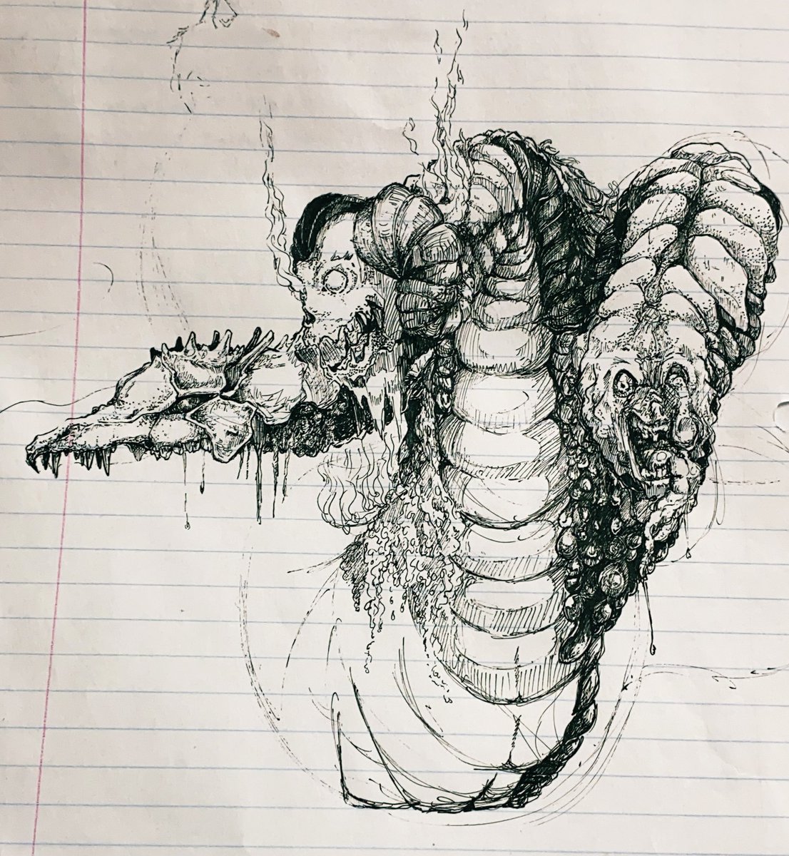 eolDoctmuse's tweet photo. Work doodles!!! Been practicing with pen only and a lot of macabre imagery. I find that I’m not stuck with a particular thing with them plus it looks hella cool! #pen #doodle #workdoodle https://t.co/7jNhD17qlK