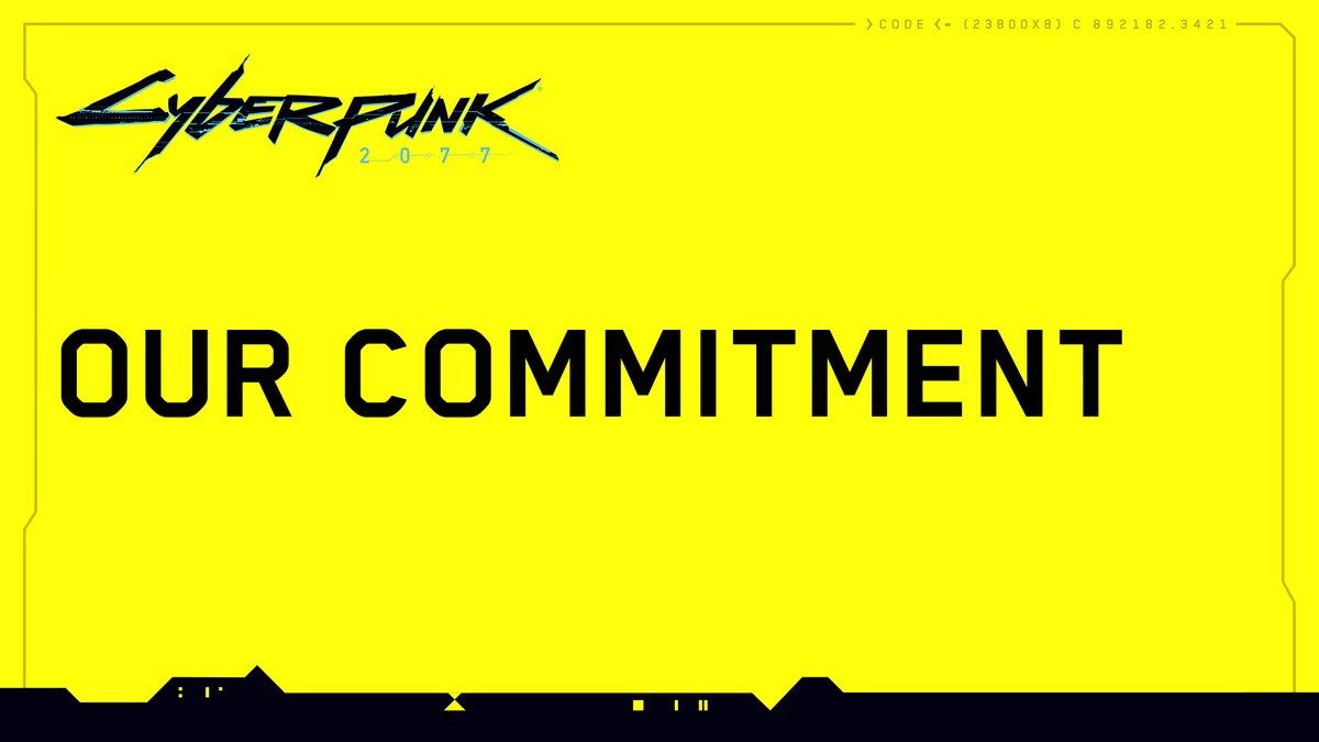 Dear gamers,
Below, you’ll find CD PROJEKT’s co-founder’s personal explanation of what the days leading up to the launch of Cyberpunk 2077 looked like, sharing the studio’s perspective on what happened with the game on old-generation consoles. https://t.co/XjdCKizewq