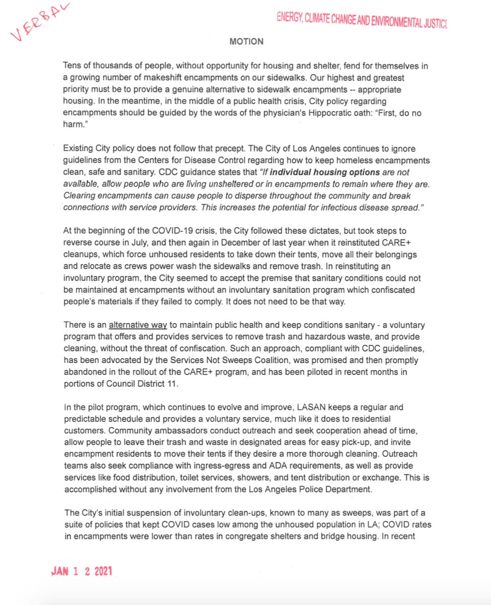 Yesterday I supported my colleagues on 3 motions in Council. Two evaluate HHH, the 2016 bond measure to build homeless housing. The third makes LA’s homeless encampment cleanups safer and more collaborative.City policies start with motions. But what happens next? (thread)
