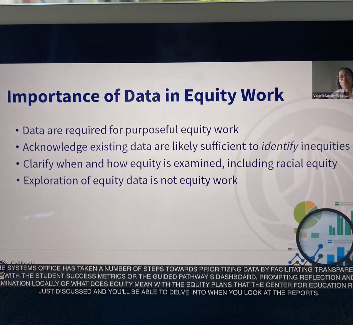 Dr ⁦@VLundyWagner⁩ on using equity data to identify and prioritize work. However she reminds us that ‘exploration of equity data is not equity work’