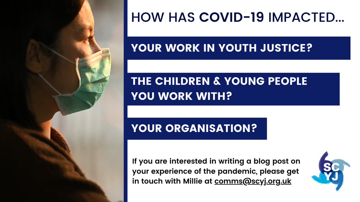 the_AYJ's tweet photo. As part of our project on the impact of #Covid19 on #youthjustice with @mcys_mmu we are calling on youth justice professionals to share their experiences of the pandemic

If you are interested in writing a SCYJ blog post to accompany the project please contact comms@scyj.org.uk https://t.co/4RqPYHHsD3