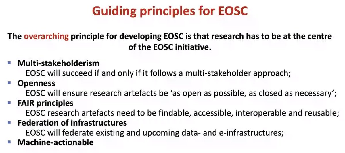  #EOSC "will be a federation of existing services, not a database or repository" and needs to be inclusive for all stakeholders, and recognise that countries have different infrastructures.  @KarelLuyben  #APE2021