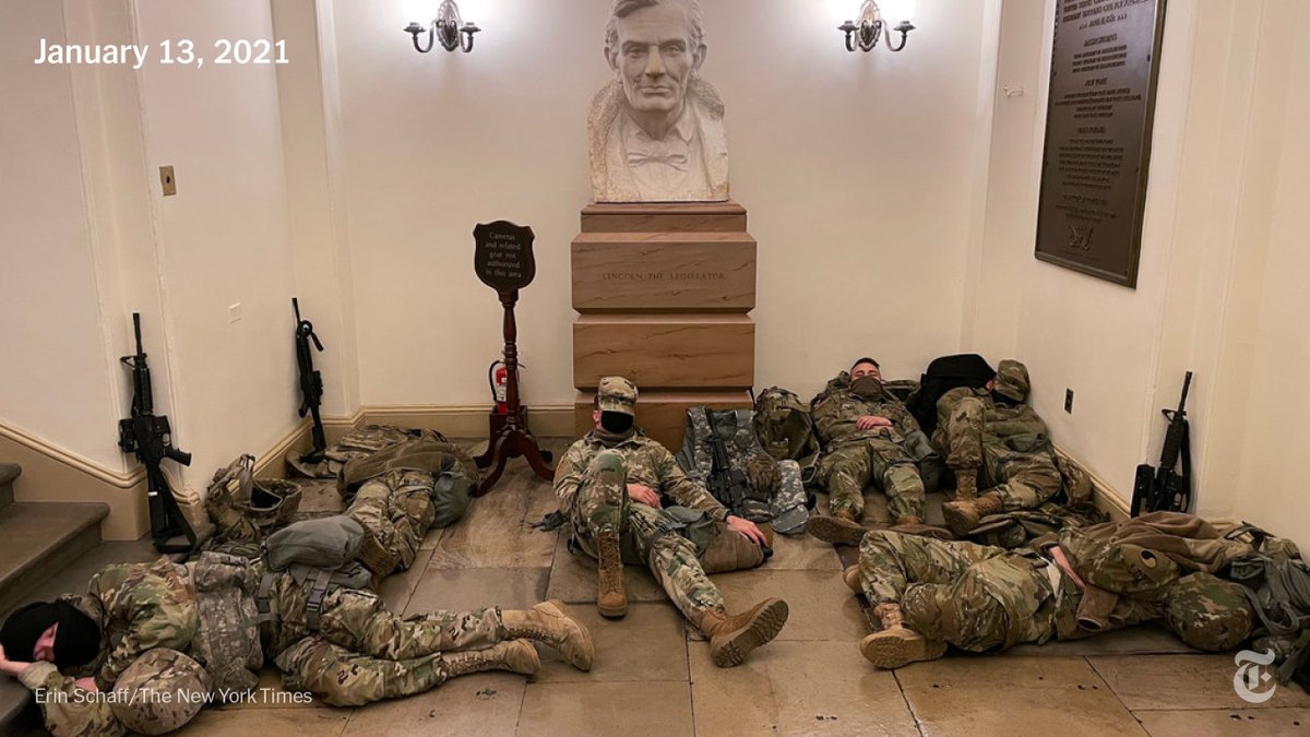 @elwasson America appreciates all members of our National Guard bivouacked at the Capitol, to protect and serve our democracy.  #democracy #capitolbreach #CapitolHill