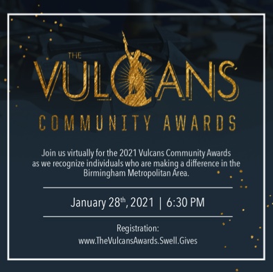 Bham_Vulcans's tweet photo. Vulcan Park &amp; Museum is hosting the Vulcans Community Awards virtual celebration on Thurs Jan 28 at 6:30pm. This event honors people who are emerging as servant leaders, game changers, and heroes across Birmingham. To register for the event or donate visit https://t.co/cRmNz9eOni https://t.co/5bqLAd3WAA