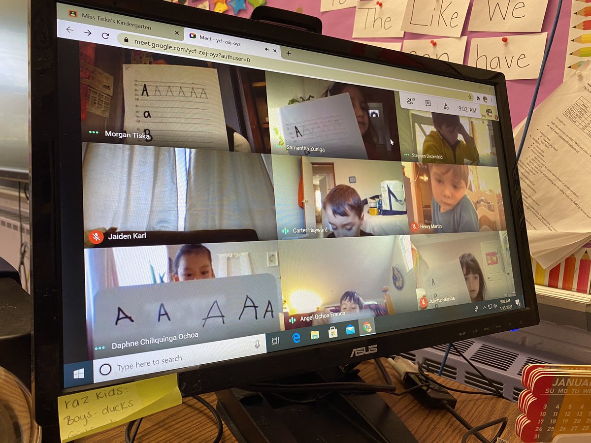 Continuing our everyday routine on remote learning today with our Morning Message and practicing our uppercase A’s 🤩 <a href="/HamptonBaysES/">Hampton Bays ES</a> #WeAreHb #HbStrong