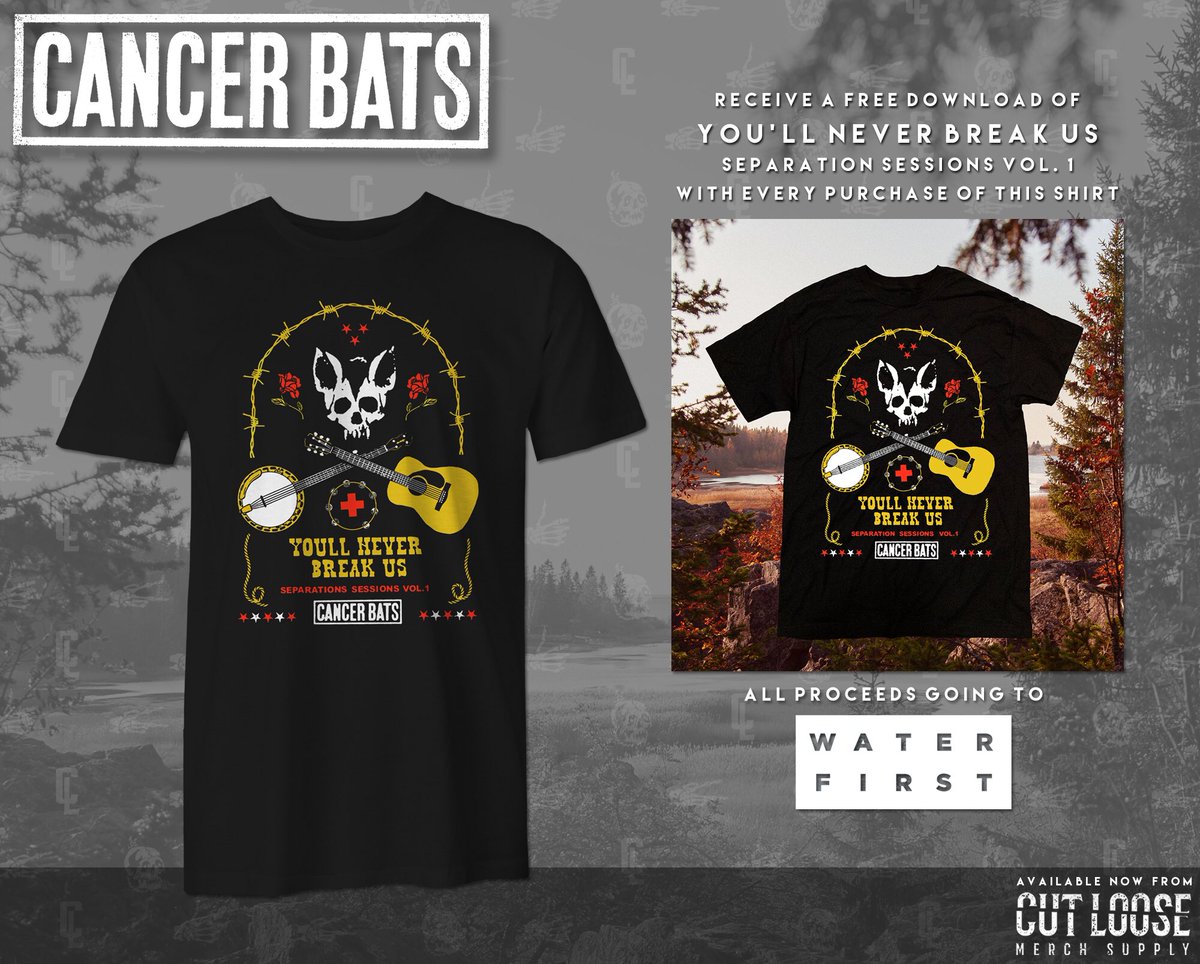 Cut Loose Merch (@cutloosemerch) on Twitter photo The Bats are unbreakable! 🦇
All proceeds from this t-shirt celebrating <a href="/cancerbats/">Cancer Bats</a>’ new acoustic record #YoullNeverBreakUs go directly to <a href="/waterfirstngo/">Water First Education & Training Inc.</a>
💪🏽💦
cutloosemerch.ca/collections/ca…
#CutLooseCrüe The Bats are unbreakable! 🦇
All proceeds from this t-shirt celebrating <a href="/cancerbats/">Cancer Bats</a>’ new acoustic record #YoullNeverBreakUs go directly to <a href="/waterfirstngo/">Water First Education & Training Inc.</a>
💪🏽💦
cutloosemerch.ca/collections/ca…
#CutLooseCrüe