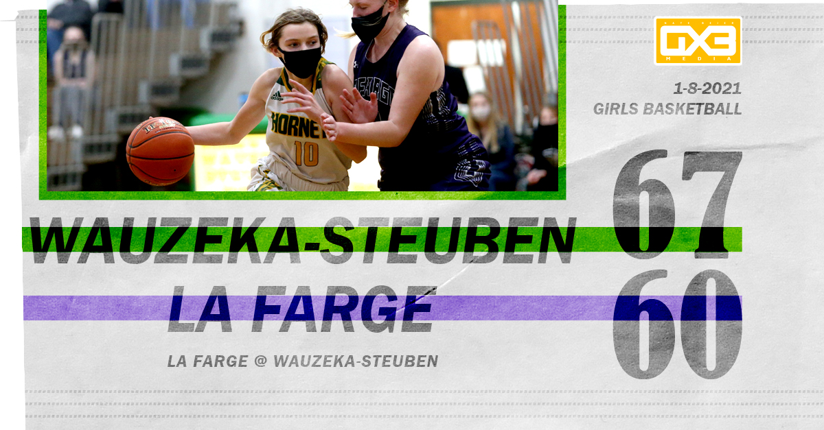 NBGX3Media's tweet photo. 1-8-21 The Wauzeka-Steuben girls basketball team undid a 25-23 halftime deficit and brushed off La Farge 67-60 to remain unbeaten in Ridge and Valley Conference play Friday night.
#wshornets #lfwildcats #wisgb https://t.co/2TXNu2zJfz