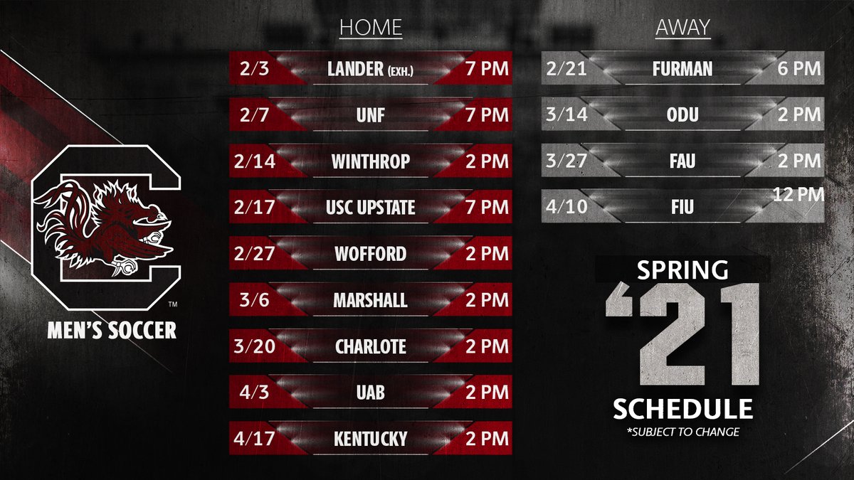 Here it is! Our 2021 spring schedule! 

🗓️: gamecocksonline.com/news/2021/1/13…