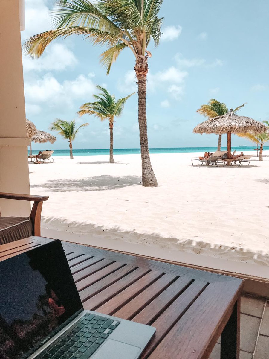 Manchebo's tweet photo. Working from paradise. We'll try to pencil you in. #Manchebo #Aruba https://t.co/UnvtJO82BX