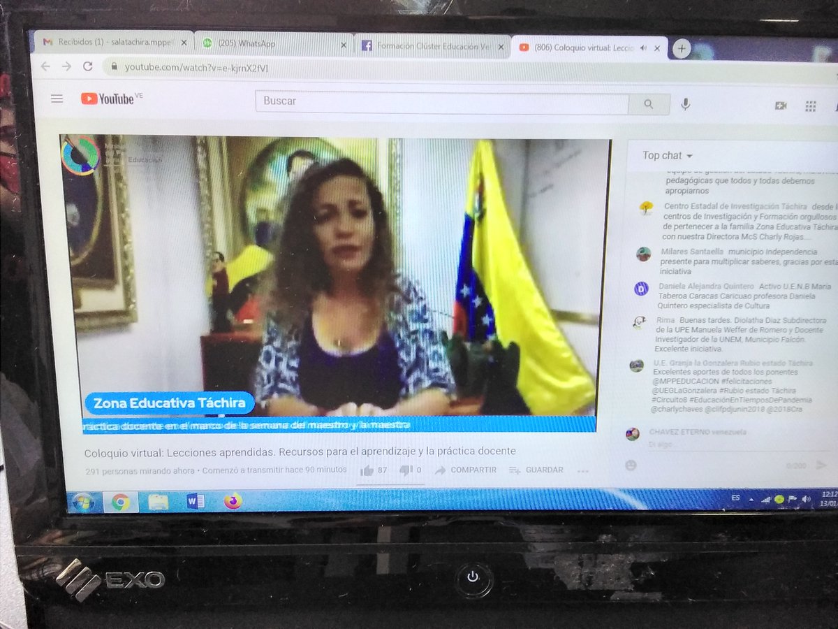 #Tachira Coloquio Virtual Lecciones Aprendidas Recursos para el Aprendizaje y Práctica Doc/ <a href="/charlychaves/">Charly Rojas Chaves</a> resaltando los requerimientos necesarios y la Triada con estrategias innovadoras para continuar con el proceso educativo.Todo enmarcado en el Plan Cada Familia Una Escuela.