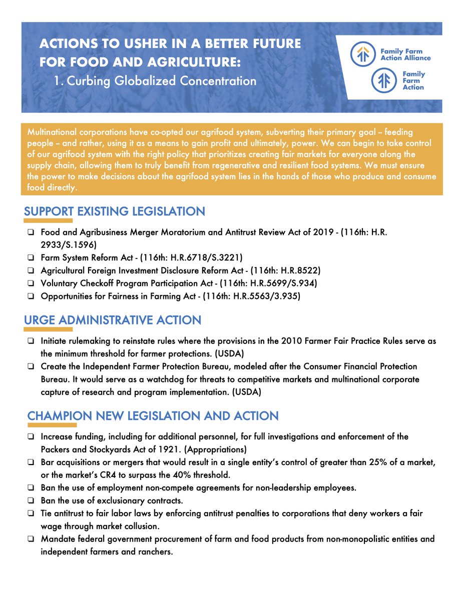 We are in the middle of a food monopoly crisis. Today, we are releasing a comprehensive policy toolkit, based on sound research, with everything the new Congress needs to tackle the dangerous levels of consolidation in our food system.Check it out here:  https://farmactionalliance.org/toolkitforcongress/