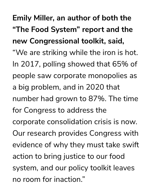 Addressing consolidation in our food system cannot wait. Please join us in fighting back: Review the toolkit and push your member of Congress to take action on the issues that will be most impactful for your community.  https://farmactionalliance.org/toolkitforcongress/