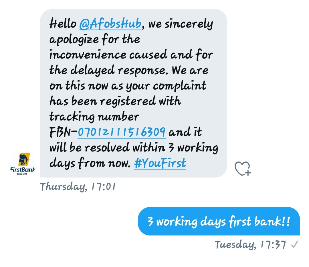 AfobsHub's tweet photo. @FirstBankngr I really don't know why your customer experience is always very bad. Delayed response, yet zero resolution! @FBN_help @IbukunAwosika https://t.co/ATXwWRqrmV