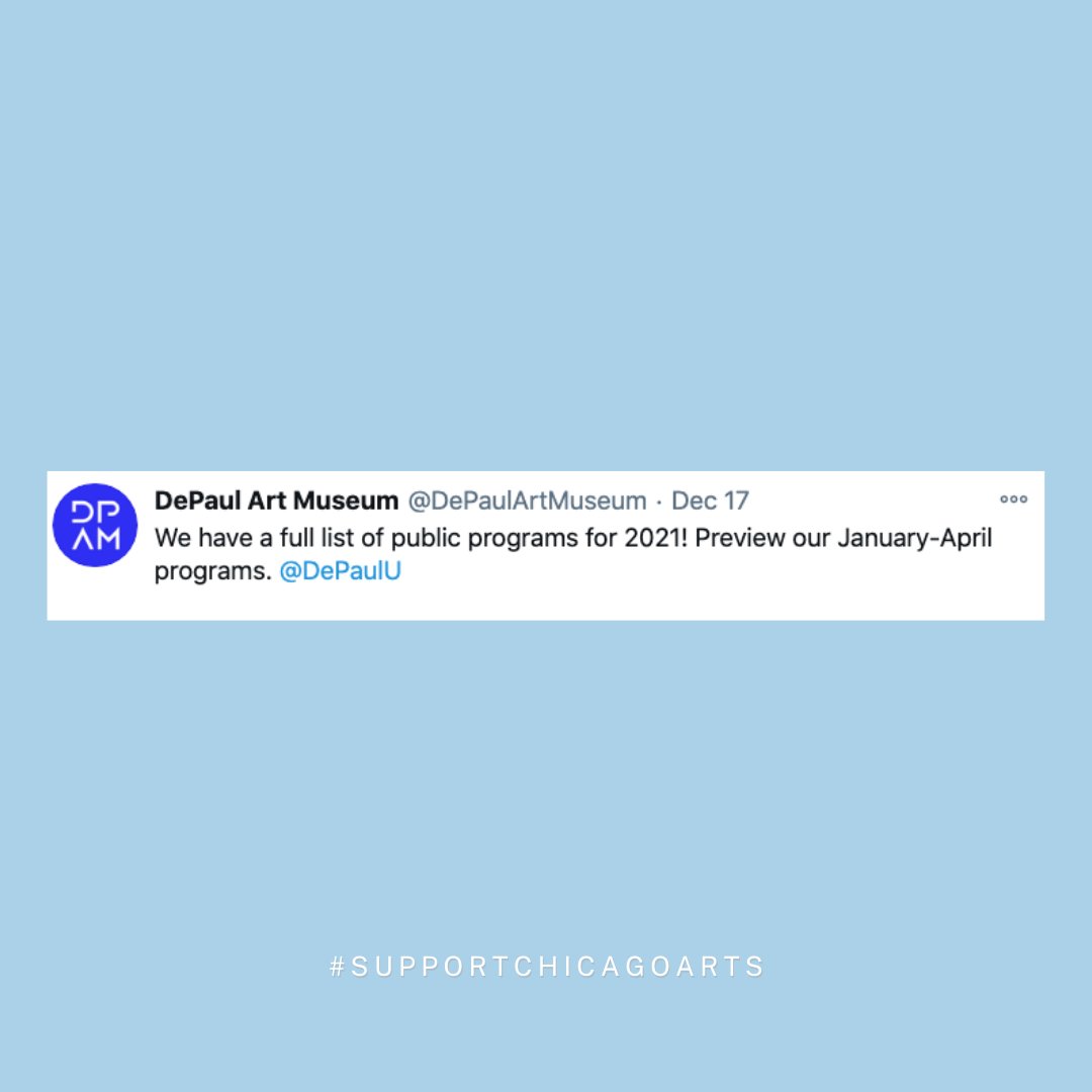 supportchiarts's tweet photo. The @DePaulArtMuseum is kicking off the year with some public programs for EVERYONE!
.
.
.
.
#chicagoart #chiarts #chicagoarts #chicagolocal #chicagogram #lincolnpark #chicagodowntown https://t.co/i2NSCrSzX2