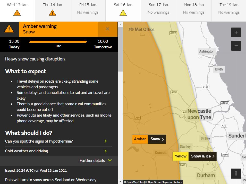 ⚠Weather warning⚠

According to the map this won't hit you #NorthTyneside folks... but just in case.

I'm writing this from within the 🟧 bit. so if anyone wants to see what it's like here then shout up.

metoffice.gov.uk/weather/warnin…

*it's just wet ATM