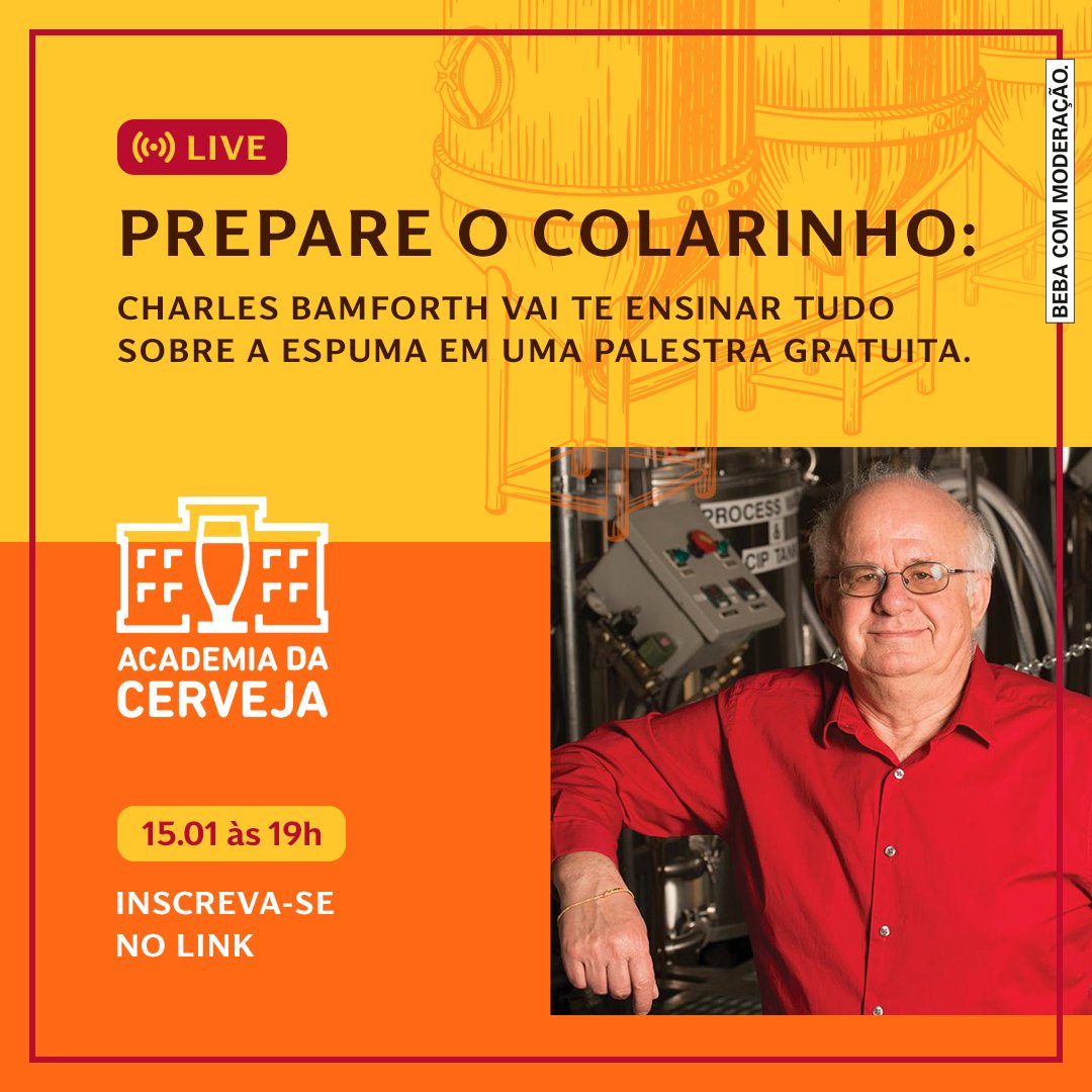 AcademiaCerveja's tweet photo. Cervejeiro, não subestime a importância da espuma! Para debater esse tema trouxemos Charles Bamforth, cientista inglês, na palestra “A Cerveja e a Beleza da Espuma”. Vai ser dia 15/01 às 19h. Inscreva-se gratuitamente no link: https://t.co/J84PHEV4zi https://t.co/GCAwxONmvJ